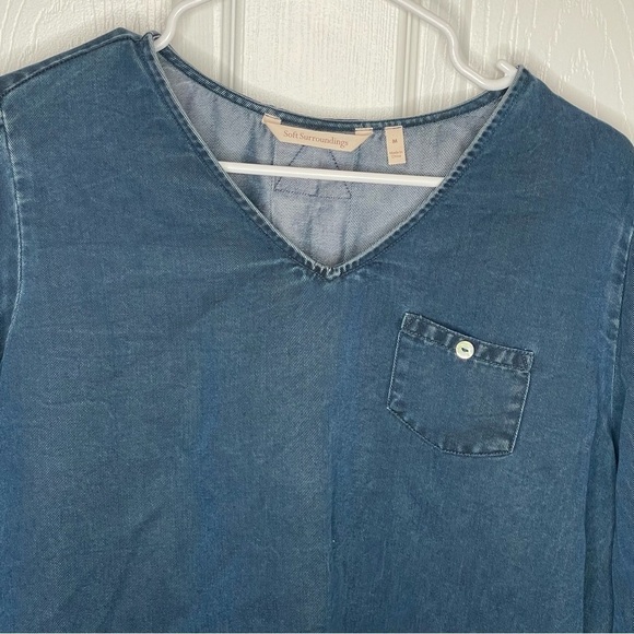 Soft Surroundings Denim Chambray Pullover Top M - Picture 3 of 7